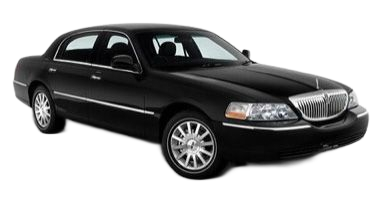 Black Lincoln Town Car sedan on a white background.