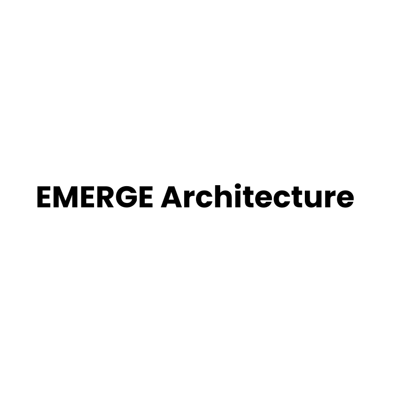 Les mots « EMERGE Architecture » en caractères gras noirs sans empattement, centrés sur un fond blanc uni.