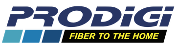 The Prodigi logo featuring dark blue text with three blue square blocks and a black bar reading 