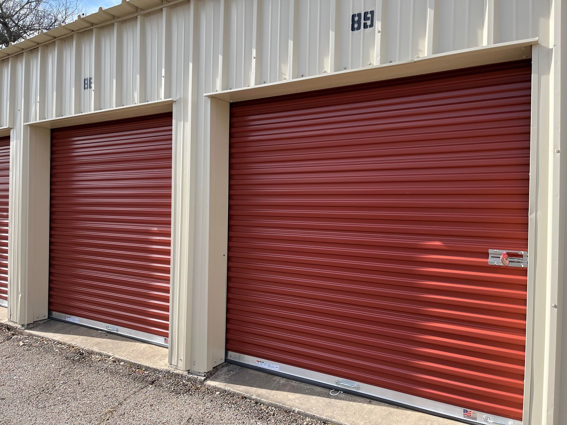 Self Storage Unit Doors | Red | Ready Now Storage | 2107 W Houston St, Sherman, TX 75092