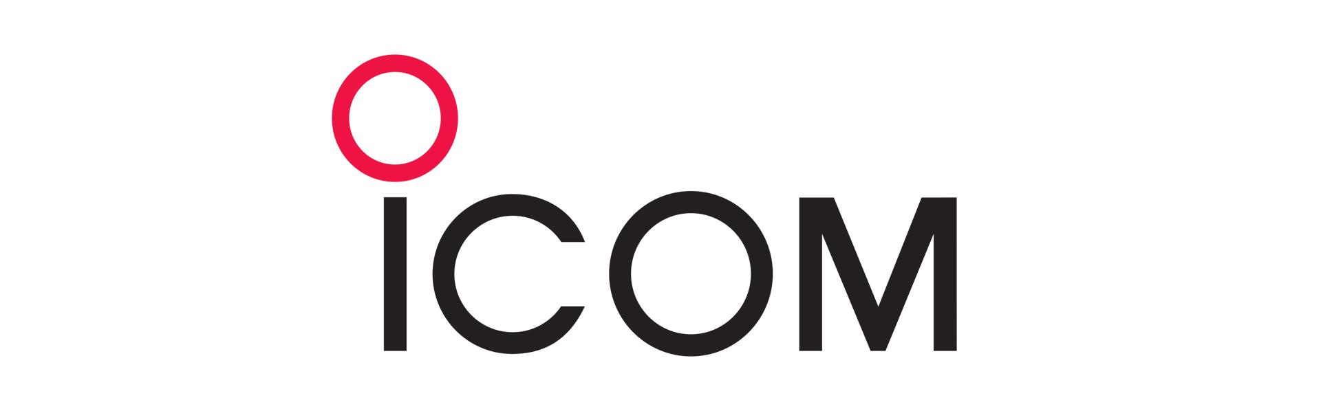 The icom logo is black and red on a white background.