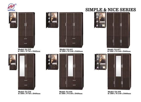 Six brown wooden wardrobes from the 