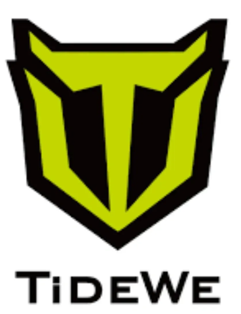 A yellow and black logo for tidewe with a cat on it