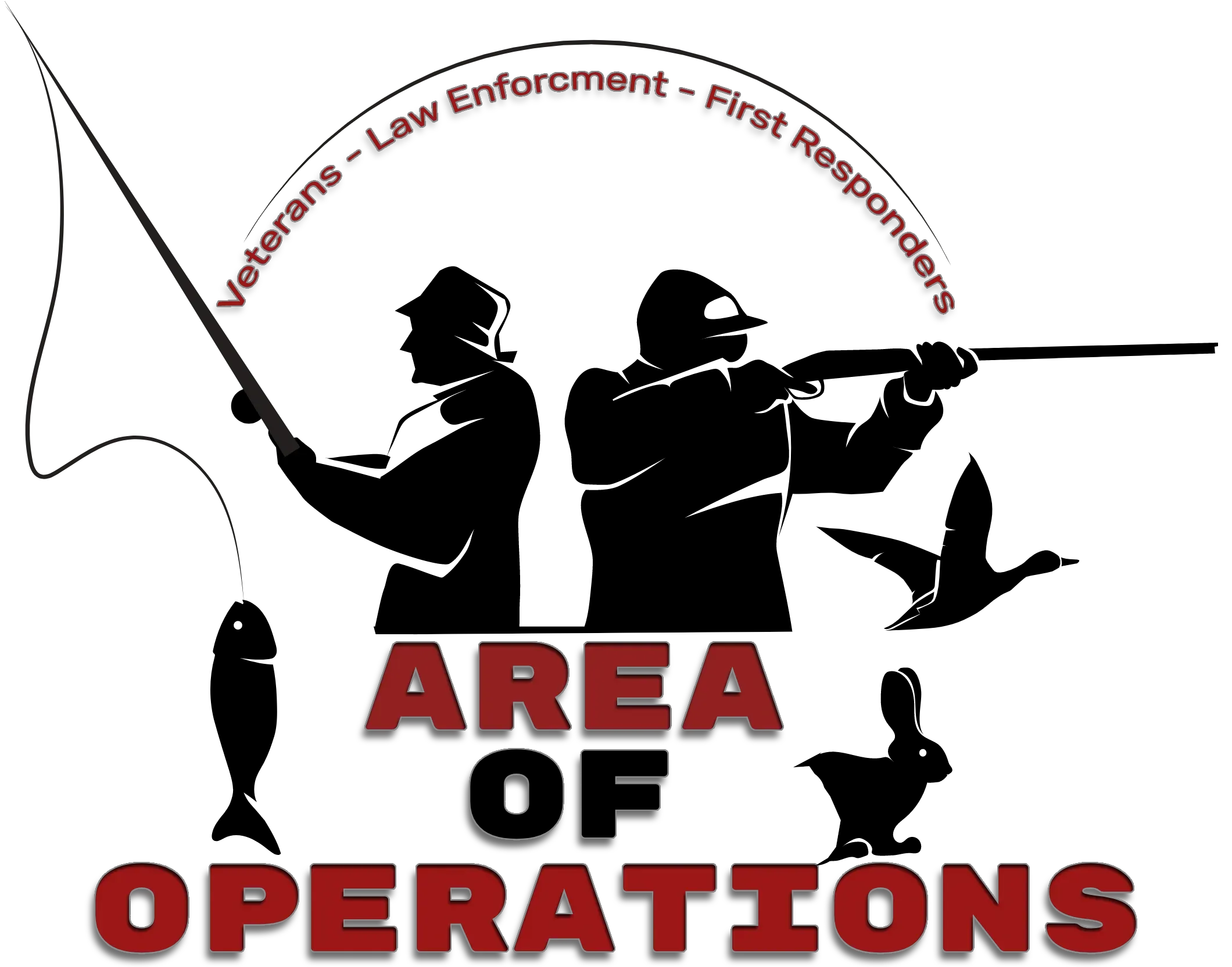 A logo for the area of operations shows two men fishing and hunting