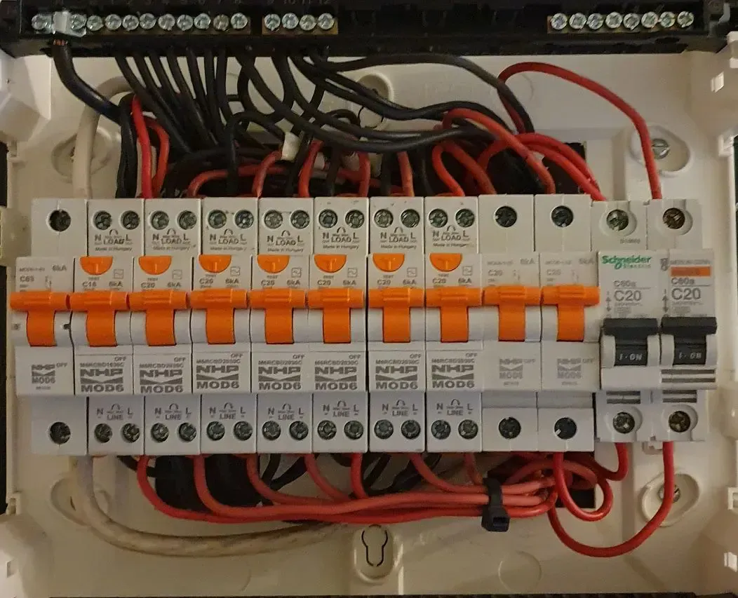 A Electrical Box With a Lot of Wires and Breakers — Maratustech In Woy Woy, NSW