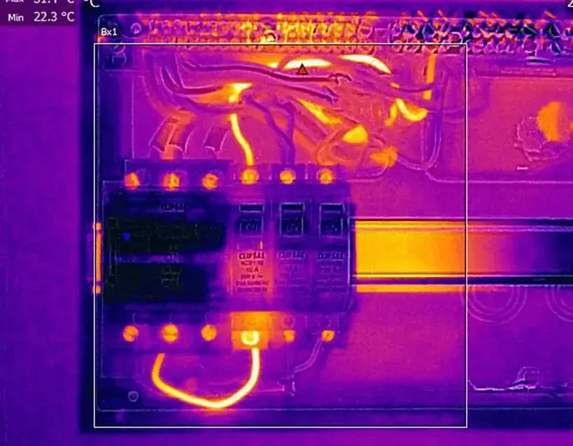 A Thermal Image of an Electrical Box With a Lot of Wires Coming Out of It — Maratustech In Erina, NSW