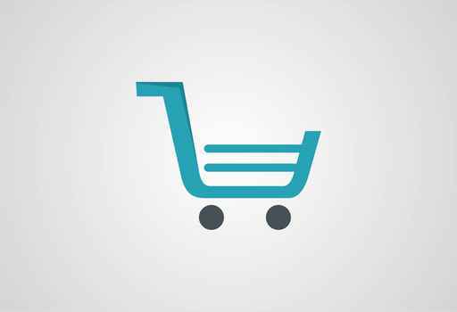 Blue shopping cart icon.