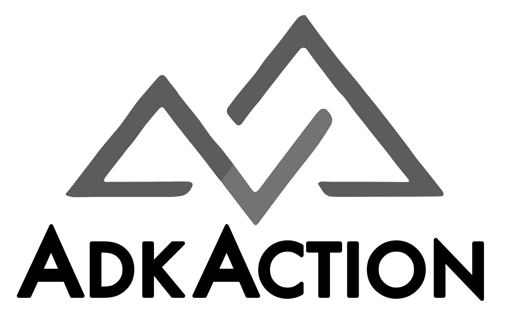 A black and white logo for adk action