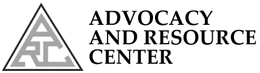 A black and white logo for the advocacy and resource center
