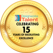 Gold medal celebrating Designworks Talent's 15 years of recruiting excellence.