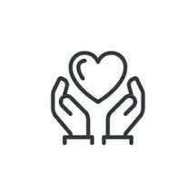 Hands cupping a heart, symbolizing care and support.