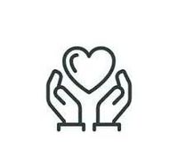 Hands cupping a heart, symbolizing care and support.