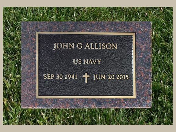 A gravestone for john o allison us navy sep 30 1941 jun 20 2015