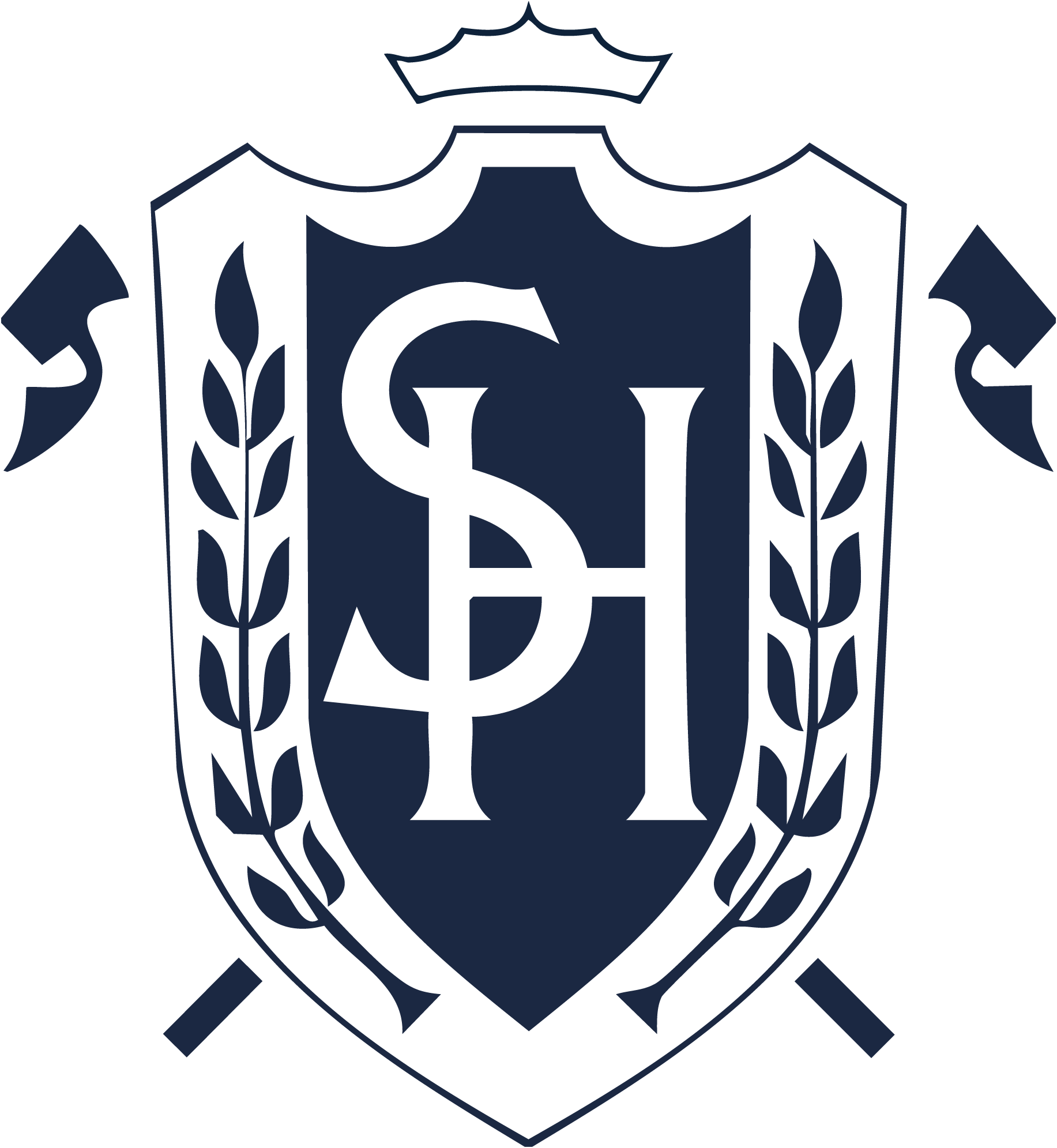 Dark blue shield with 