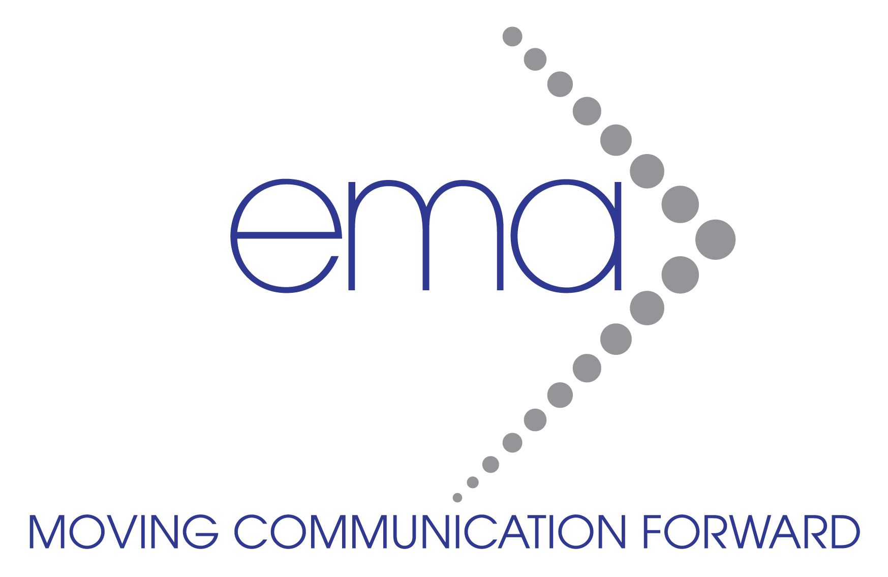 A logo for a company called ema moving communication forward