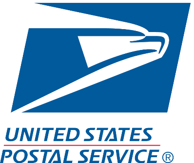 A blue and white united states postal service logo