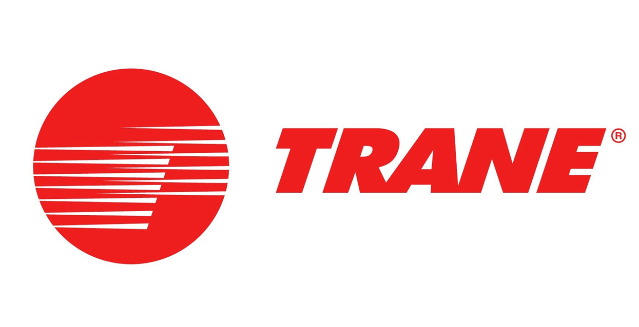 A trane logo with a red circle on a white background