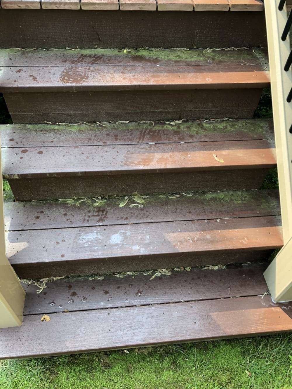 Pressure washing a deck