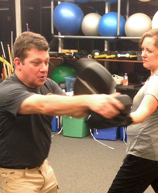 Advanced personal defense instructor demonstrating
