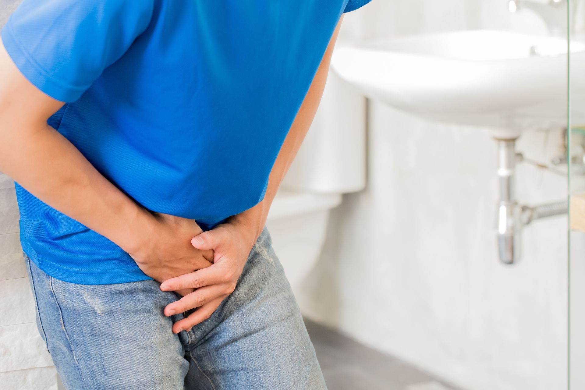 A man with bladder pain.