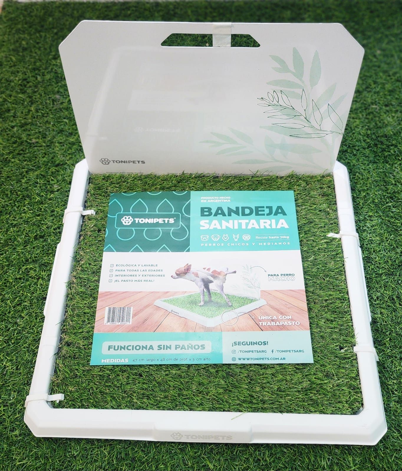 Bandeja sanitaria para perros Machos Tonipets Bandeja sanitaria tamaño M color blanco