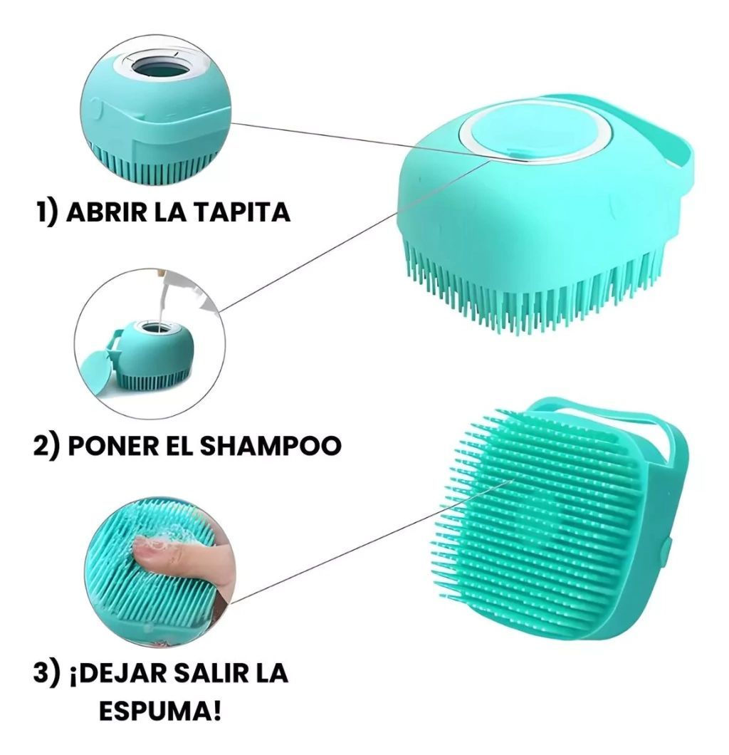 Cepillo Baño Mascotas Silicona Dispensador Shampoo Full