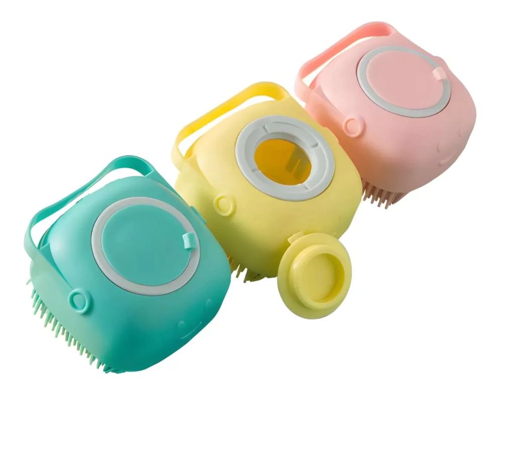 Cepillo Baño Mascotas Silicona Dispensador Shampoo Full