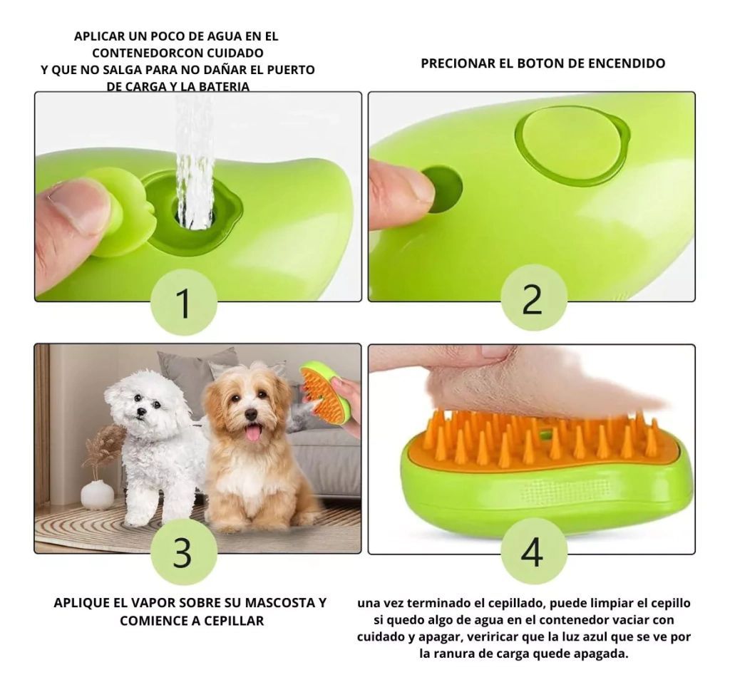 cepillo a vapor perro gato