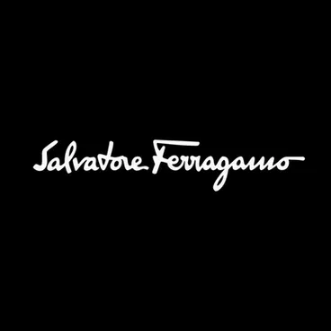 Logo Salvatore Ferragamo en écriture blanche sur fond noir.