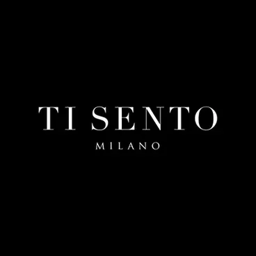 Logo TI SENTO Milano : texte blanc sur fond noir.