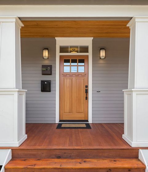 Residential House With Wooden Door