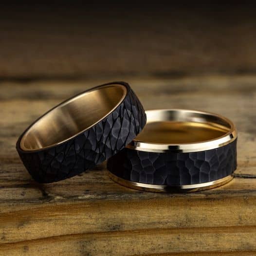 gold black stacked rings