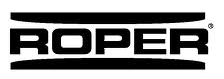 Black and white Roper logo with the brand name encased in a rectangular shape.