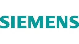 The siemens logo is blue and white on a white background.