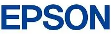 The epson logo is blue and white on a white background.