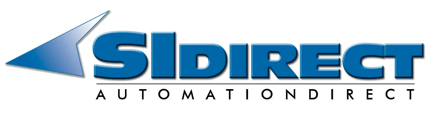 A blue and white logo for sidirect automation direct