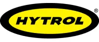 A yellow and black logo for hytrol is on a white background.