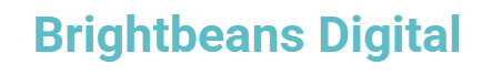 A blue logo for brightbeans digital on a white background