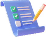 A 3d illustration of a checklist with a pencil on it.