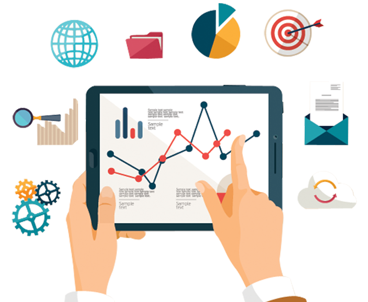 A person is holding a tablet with a graph on it.