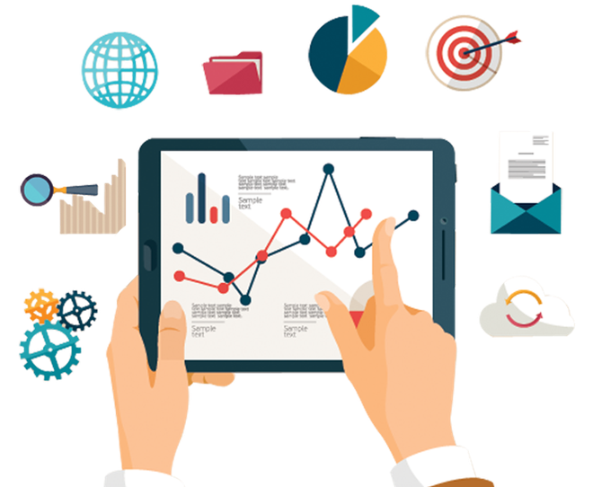 A person is holding a tablet with a graph on it.