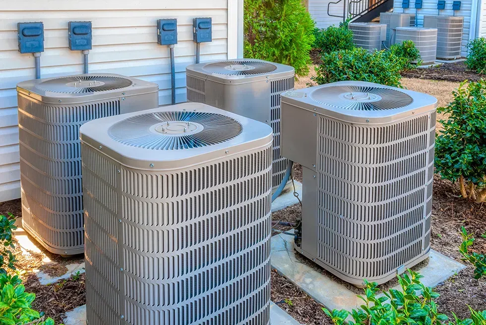 New Air Conditioners Outside Upscale Apartment Complex