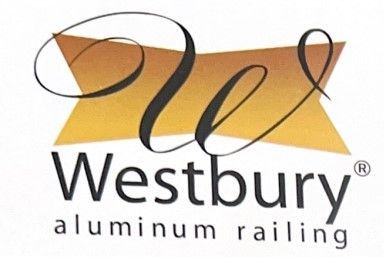 A logo for Westbury aluminum railing on a white background