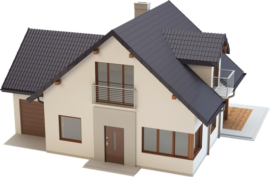 A model of a house with a black roof A model of a house with a black roof