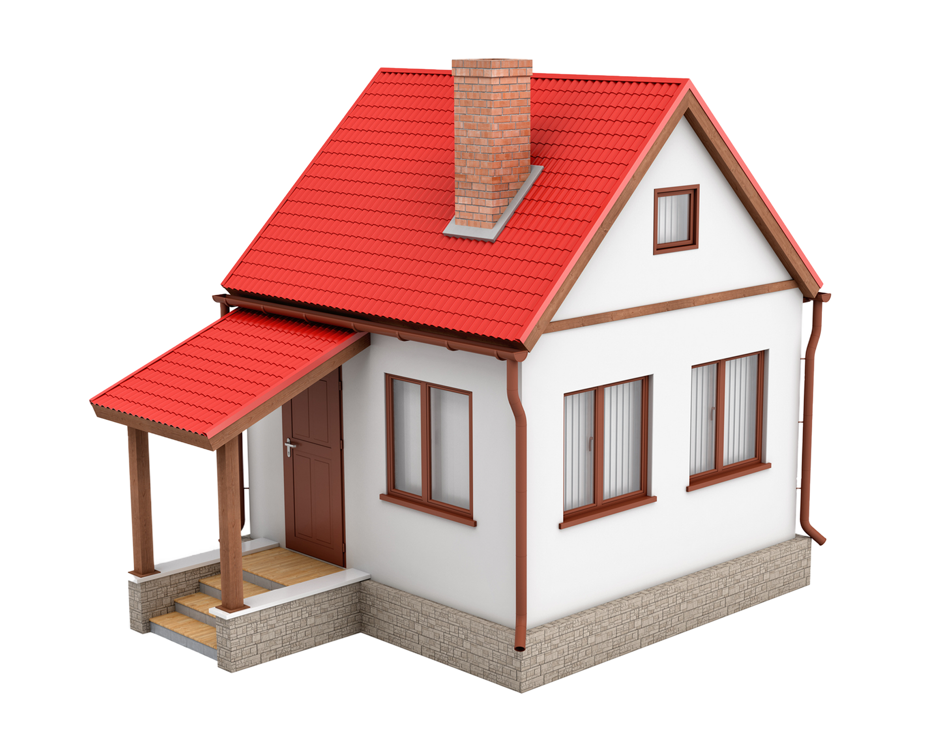 A small white house with a red roof A small white house with a red roof