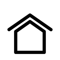 Orange house icon with a roof outline.