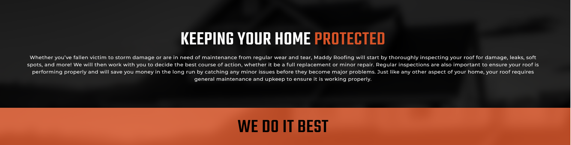 Black and orange website header with text