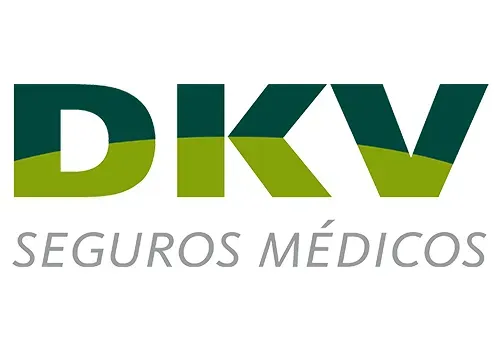 El logotipo de DKV Seguros Médicos es verde y negro.