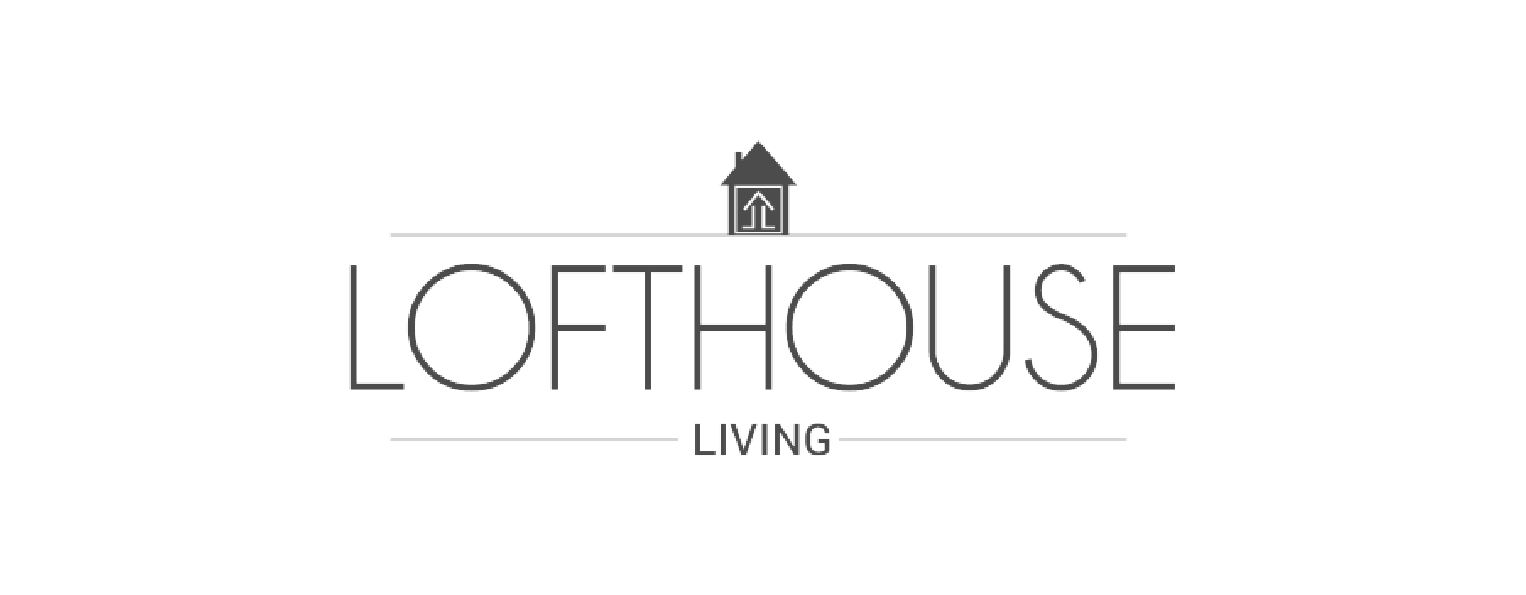 Logo for Lofthouse Living featuring a house icon above the text.