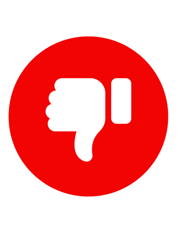 Red circle with white thumbs-down icon, signaling disapproval. Red circle with white thumbs-down icon, signaling disapproval.